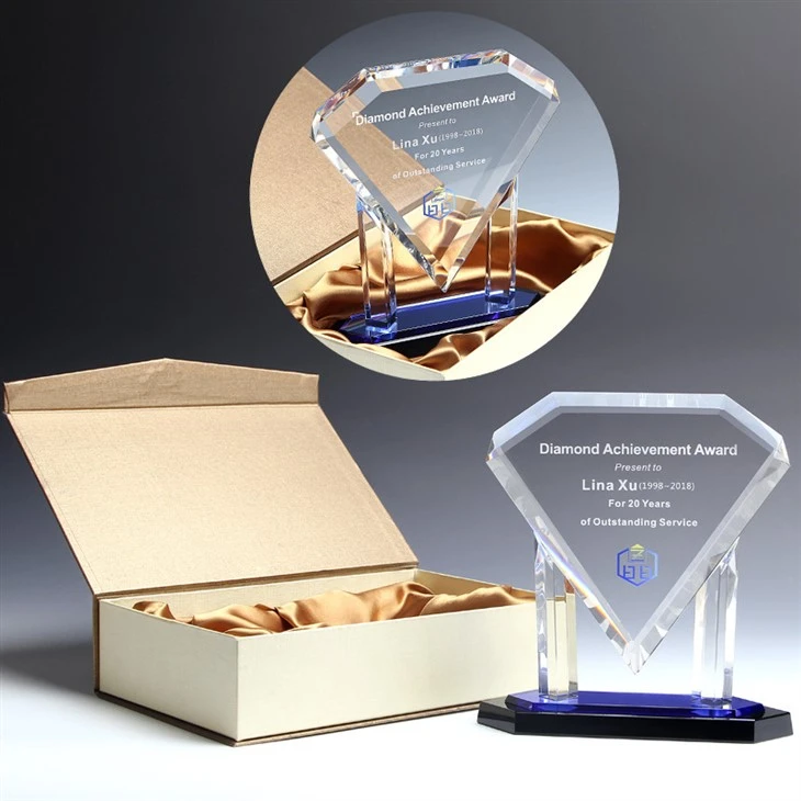 Custom Engraved Diamond Crystal Trophy