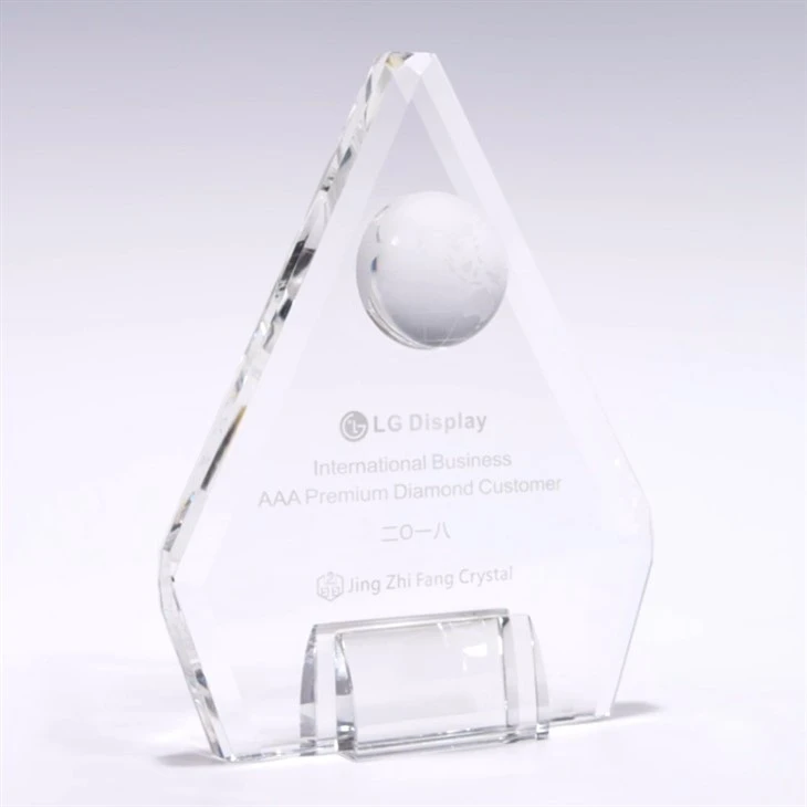 Custom Engraved Diamond Crystal Trophy