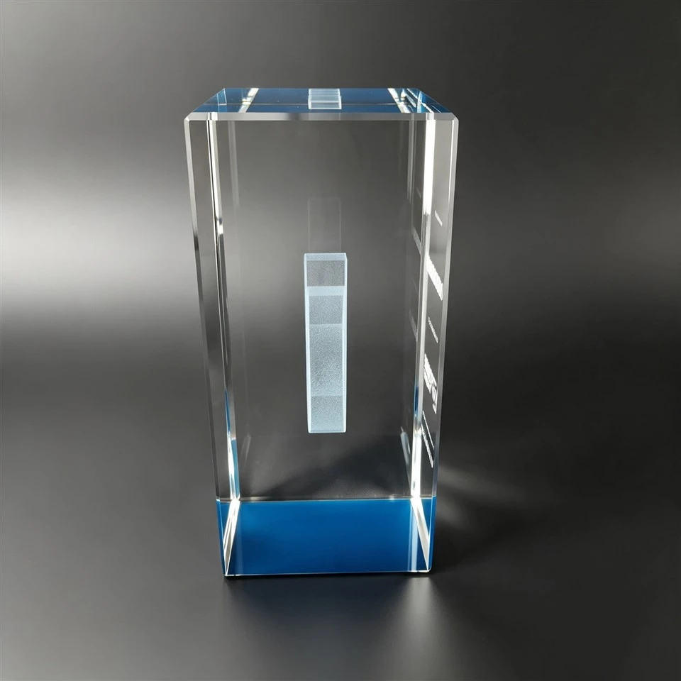 Logo Engraved Blue Base Crystal Column best