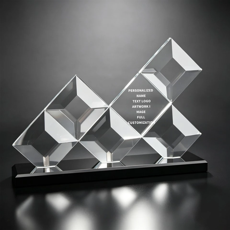 Multi-diamond Black Base Crystal Trophy best